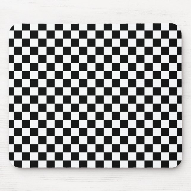 Black and White Chequered Squares Mouse Mat (Front)