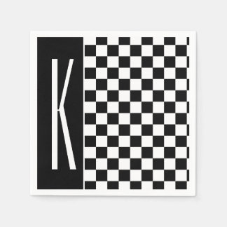 Black and White Chequered Squares Napkin