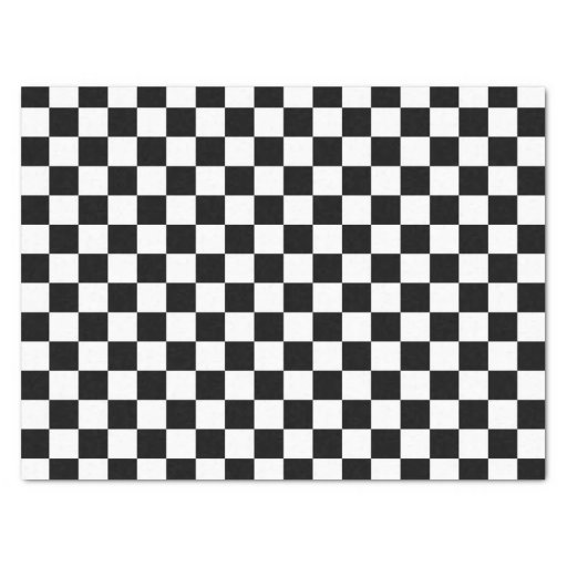 Image of Black and White Chequered Squares Tissue Paper