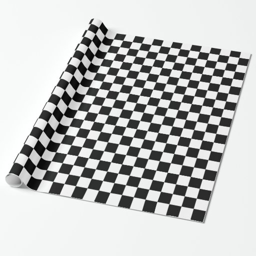 Image of Black and White Chequered Squares Wrapping Paper