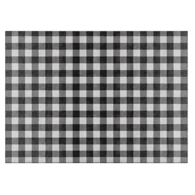 Black and White Chequered Stripes Cutting Board (Front)