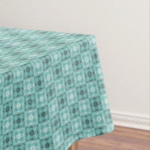Black and White Chequered Teal Pattern Tablecloth