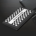 Black and white chequered trifold wallet<br><div class="desc">Oh,  a wallet trifold with a chequerboard scheme,  In black and white,  it's quite a dream! Oh,  the time is now,  let's see how you can add some text,  a monogram,  or a name .</div>