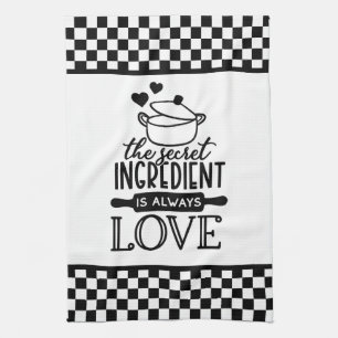 Black and White Chequered with Quote Tea Towel