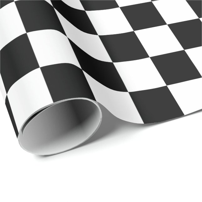 Black and White Chequered  Wrapping Paper (Roll Corner)