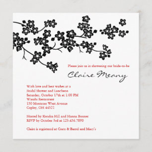 Black and White Cherry Blossoms Invitation