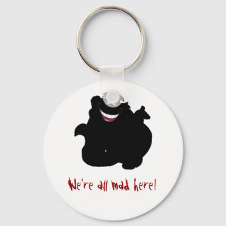 Black and White Cheshire Cat Mad Keychain