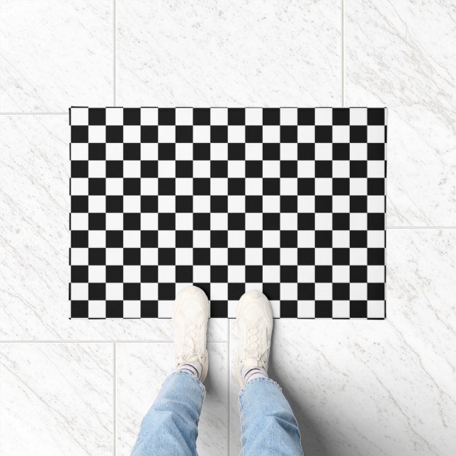 Black and White Chess Digital Print Doormat (Indoor)