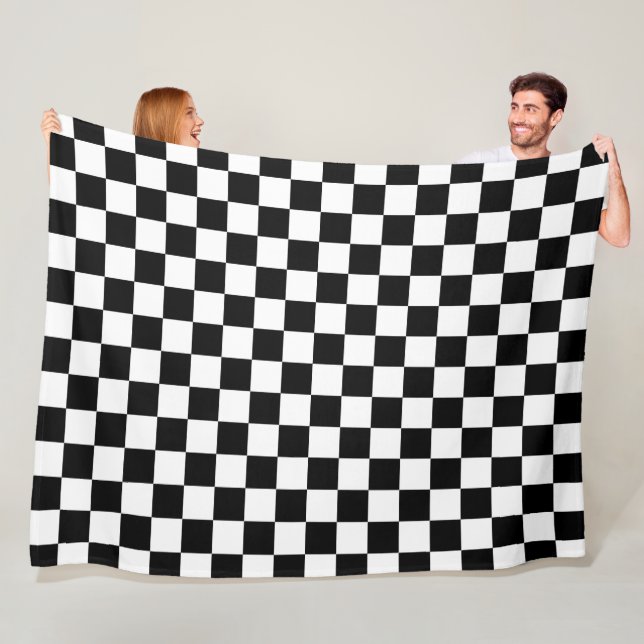 Black and White Chess Digital Print Fleece Blanket (In Situ)