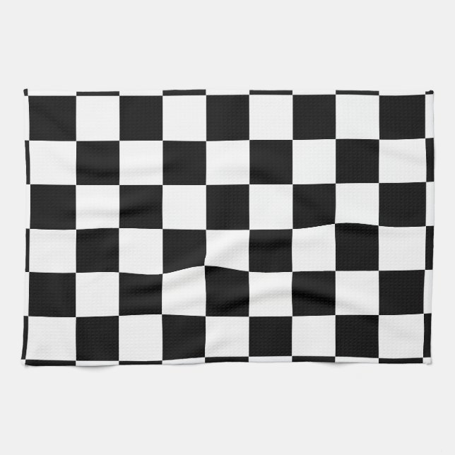 Black and White Chess Kitchen Towel (Horizontal)