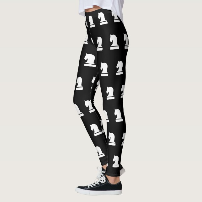 Black and white chess piece pattern leggings (Left)
