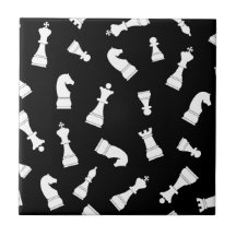 Black and White Chess Piece Pattern