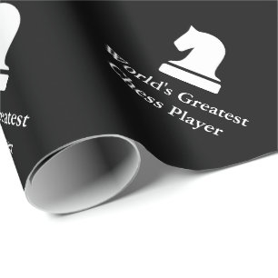 Black and white chess piece pattern wrapping paper