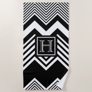 Black and White Chevron Beach Towel