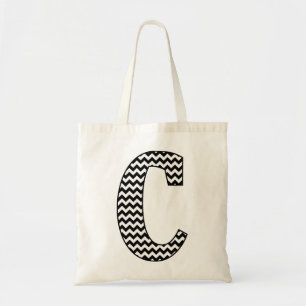 Black and White Chevron "C" Monogram Tote Bag