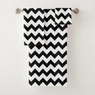 Black and White Chevron Chic Bath Towel Set