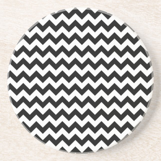 Black and White Chevron Coaster (Front)