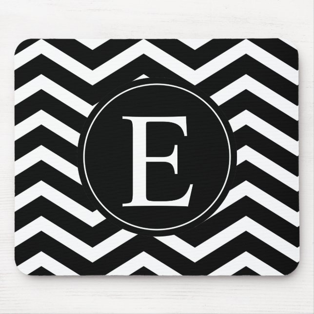 Black and White Chevron Custom Mouse Mat (Front)