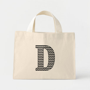 Black and White Chevron "D" Monogram Tote Bag.