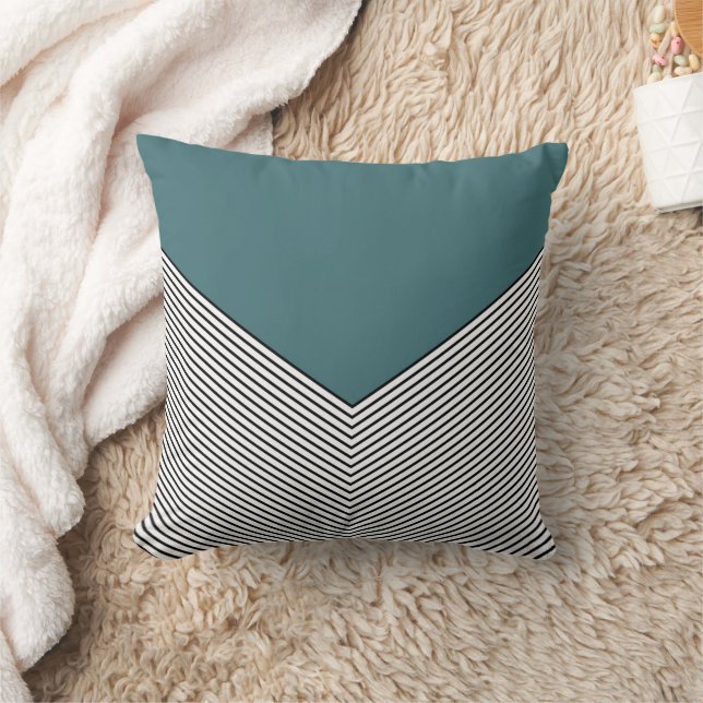 Black and white chevron design and blue triangle cushion (Blanket)