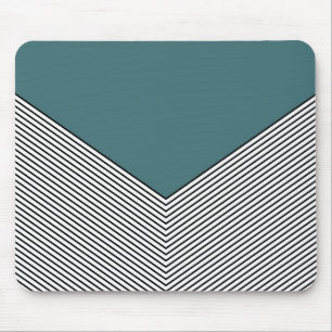Black and white chevron design and blue triangle mouse mat