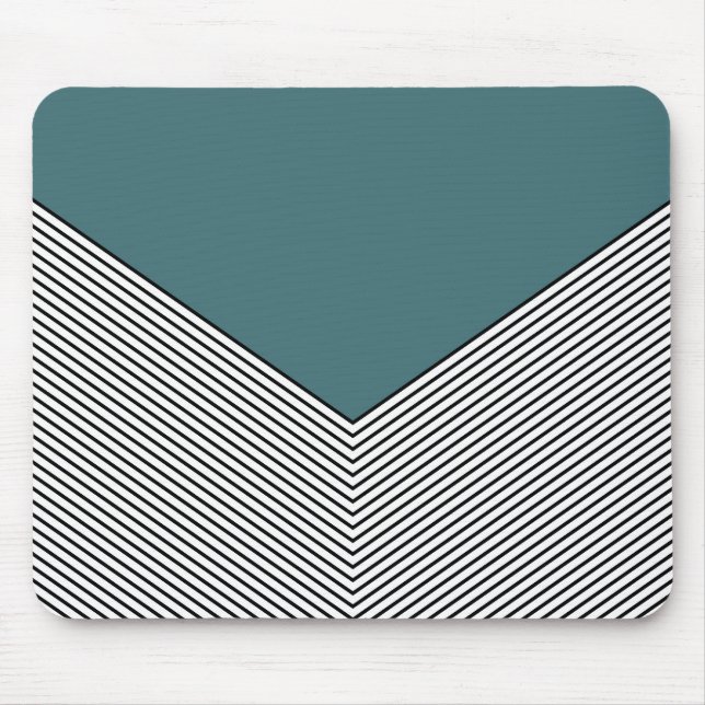 Black and white chevron design and blue triangle mouse mat (Front)