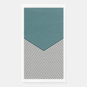 Black and white chevron design and blue triangle napkin