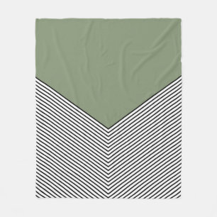 Black and white chevron design and green triangle fleece blanket