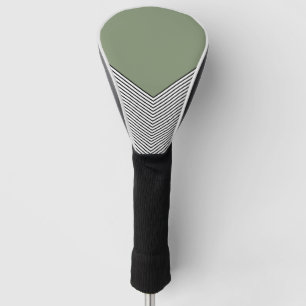 Black and white chevron design and green triangle golf head cover
