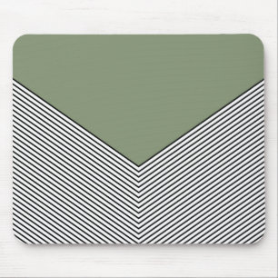 Black and white chevron design and green triangle mouse mat