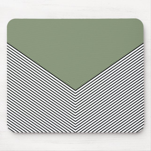 Black and white chevron design and green triangle mouse mat (Front)
