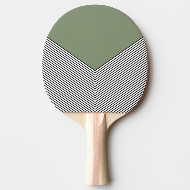 Black and white chevron design and green triangle ping pong paddle (Front)