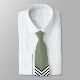 Black and white chevron design and green triangle tie
