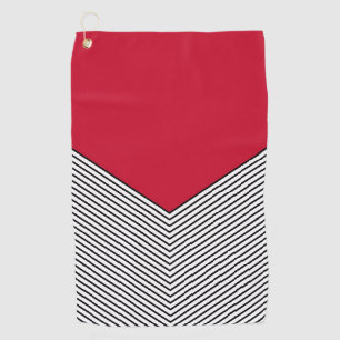 Black and white chevron design and red triangle golf towel