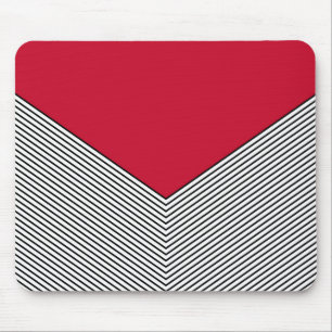 Black and white chevron design and red triangle mouse mat