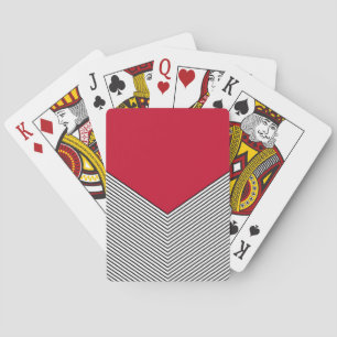 Black and white chevron design and red triangle playing cards