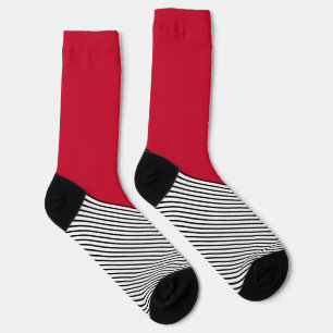 Black and white chevron design and red triangle socks