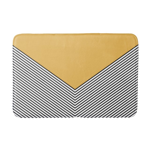 Black and white chevron design and yellow triangle bath mat (Front)