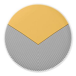 Black and white chevron design and yellow triangle ceramic knob