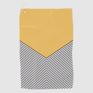 Black and white chevron design and yellow triangle golf towel
