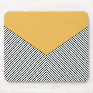 Black and white chevron design and yellow triangle mouse mat