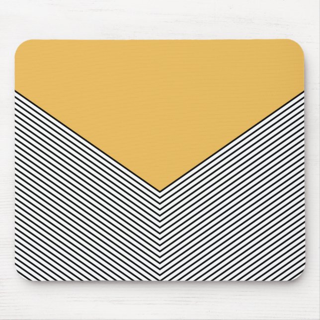 Black and white chevron design and yellow triangle mouse mat (Front)