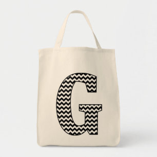 Black and White chevron "G" Monogram Tote Bag