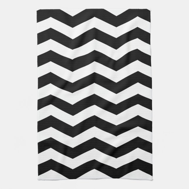 Black and White Chevron Kitchen Towel (Vertical)