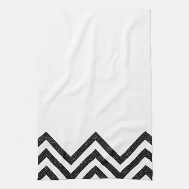 Black and white chevron kitchen towel II (Vertical)
