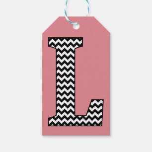 Black and White Chevron L Monogram Gift Tags