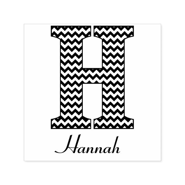Black and White Chevron Letter H Monogram Self-inking Stamp (Design)
