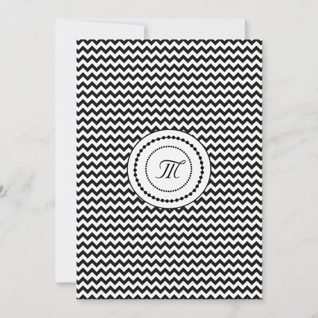Black and White Chevron Monogrammed Wedding Invitation (Front)