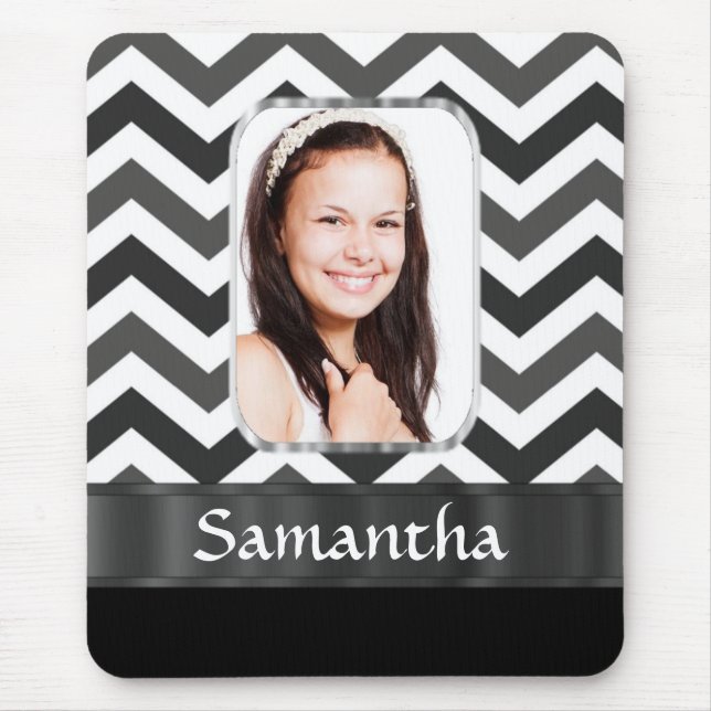 Black and white chevron mouse mat (Front)