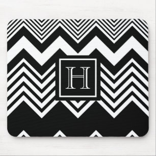 Black and White Chevron Mouse Mat